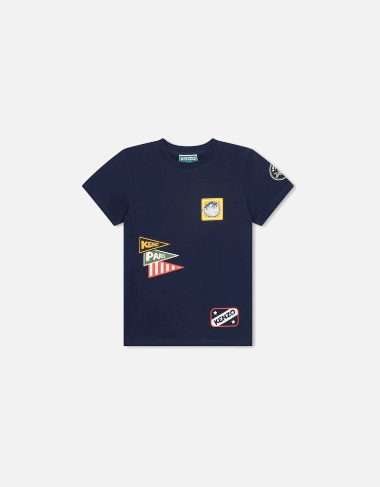 Boys Navy Flag Patch T-Shirt