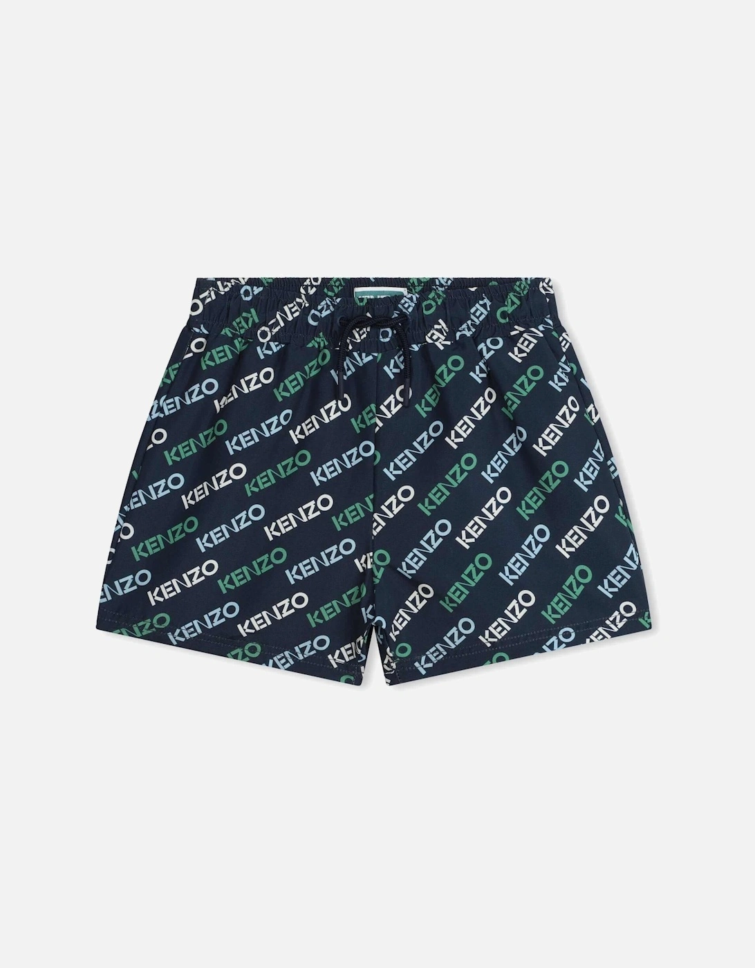 Boys Navy All Over Logo Swimming Shorts, 3 of 2