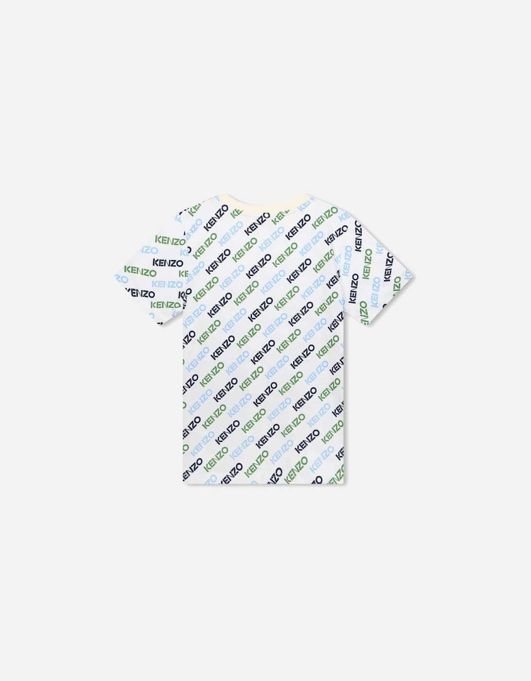 Boys Cream All Over Logo Print T-Shirt