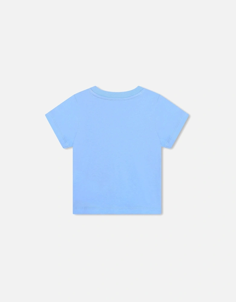 Boys Blue Cotton Paris Logo T-Shirt