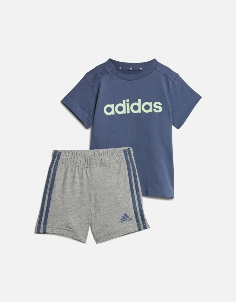 Infants Linear T-Shirt & Short Set (Blue/Grey)