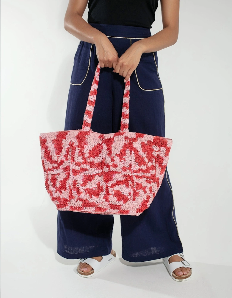 Glasto Crochet Tote in Pink