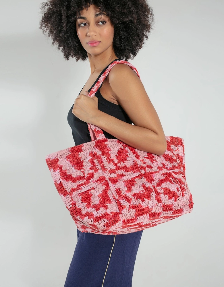 Glasto Crochet Tote in Pink