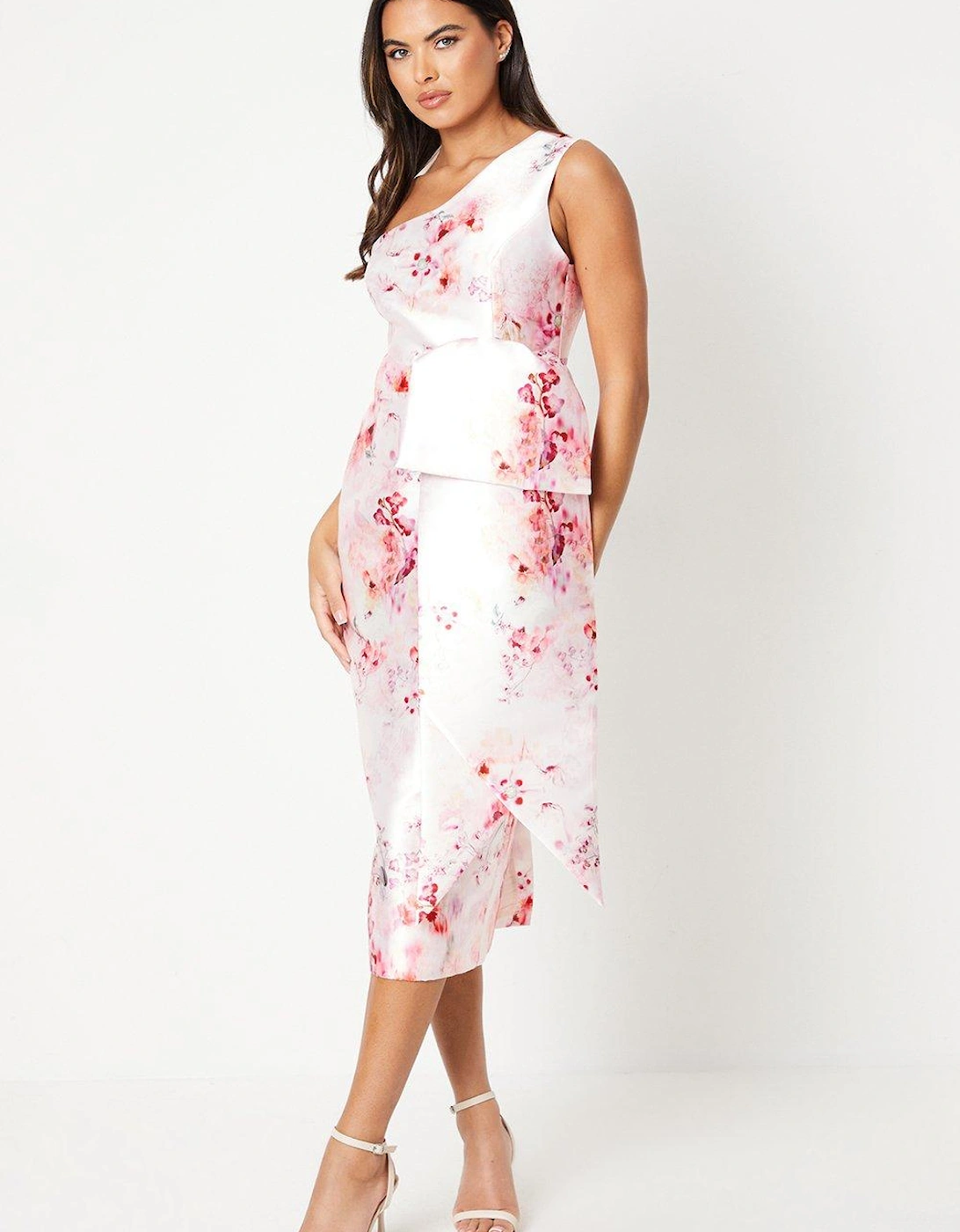One Shoulder Bow Printed Midi Dress, 6 of 5