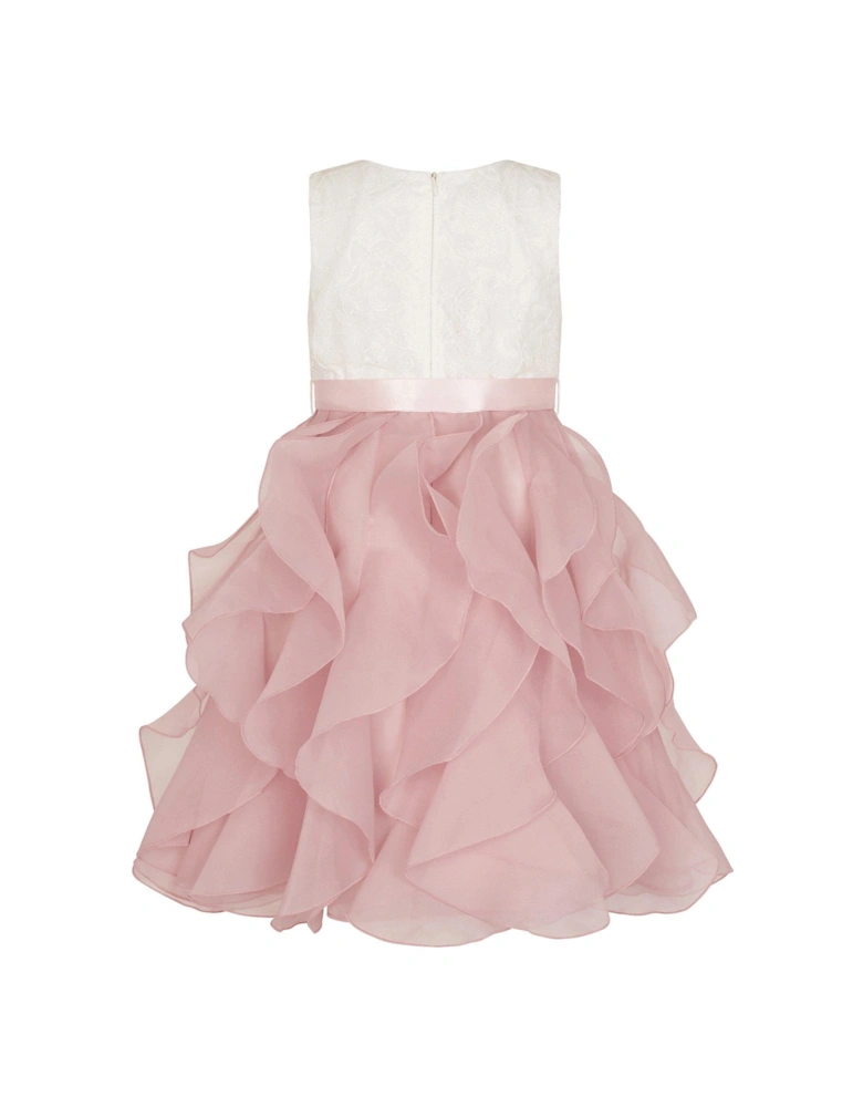 Girls Lace Cancan Ruffle Dress - Pink