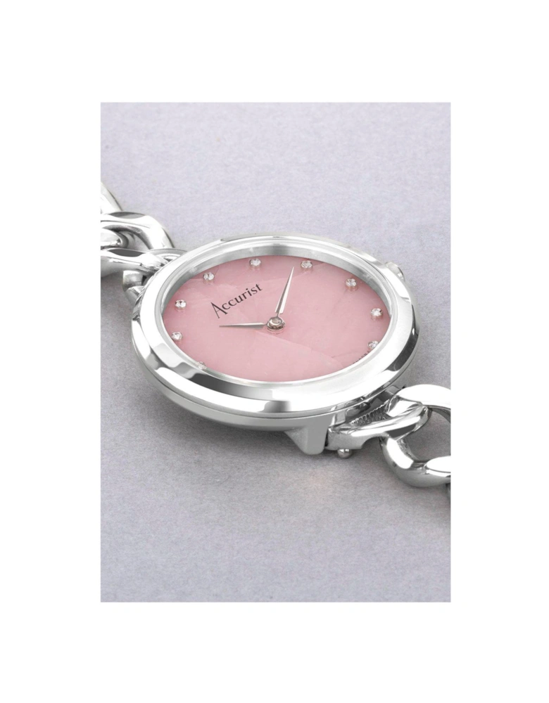 Jewellery Womens Silver Stainless Steel Chain Analogue Watch