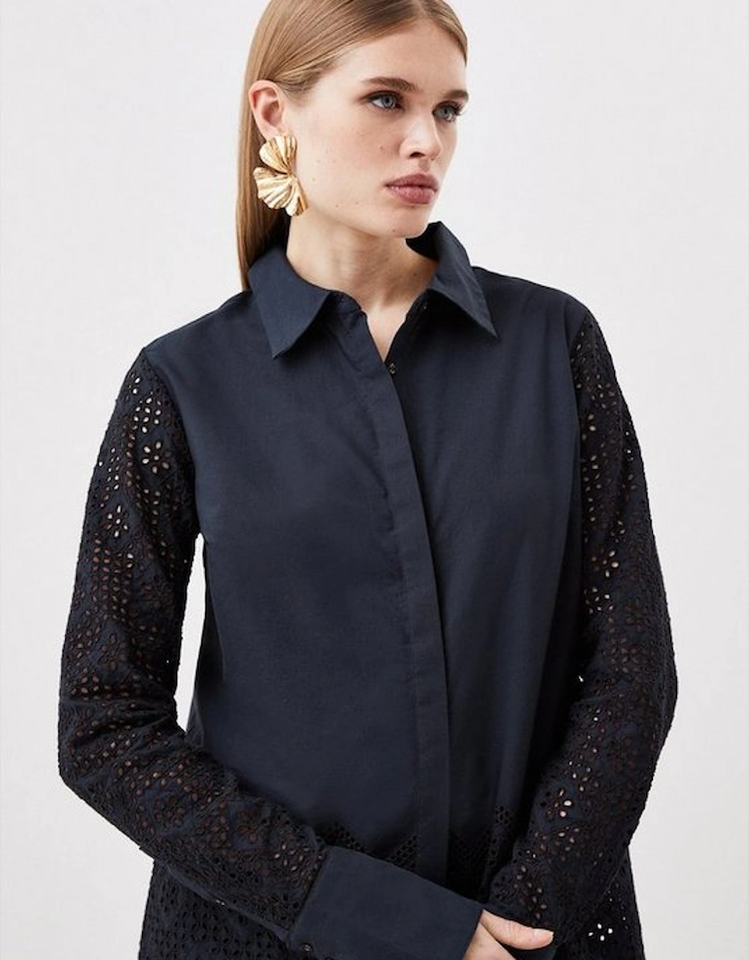 Cotton Broderie Woven Blouse