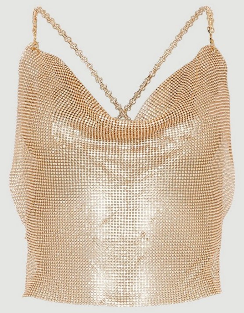 Diamante Chain Mail Cowl Cami