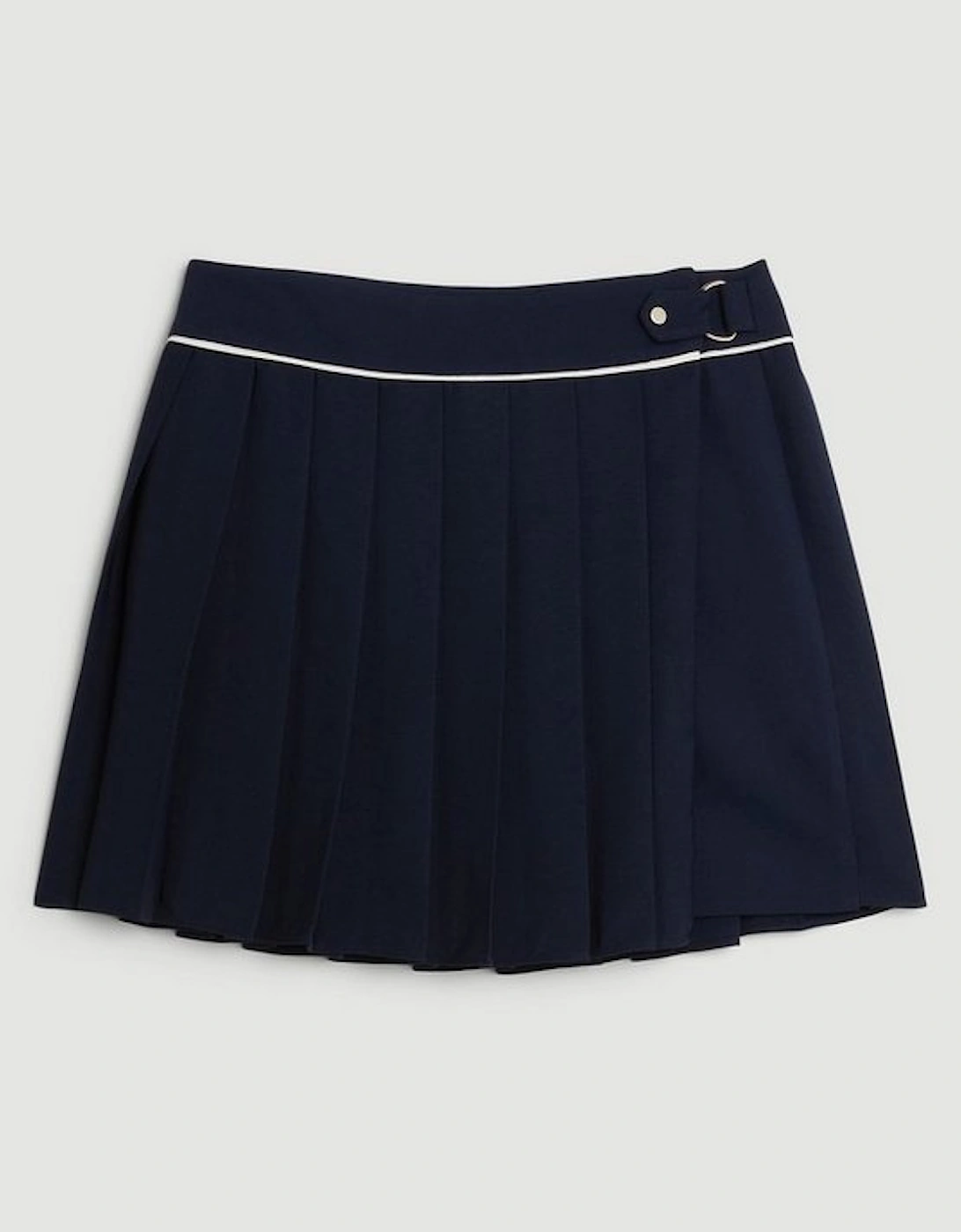 Soft Tailored Tab Detail Pleated Mini Skirt