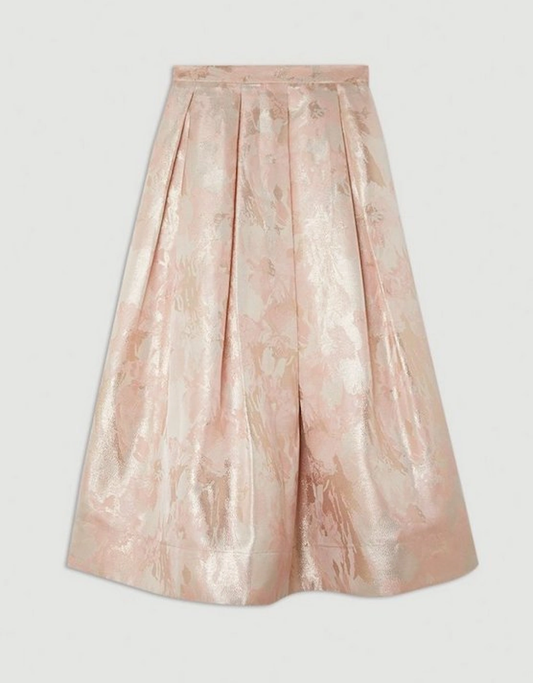 Metallic Woven Prom Midi Skirt