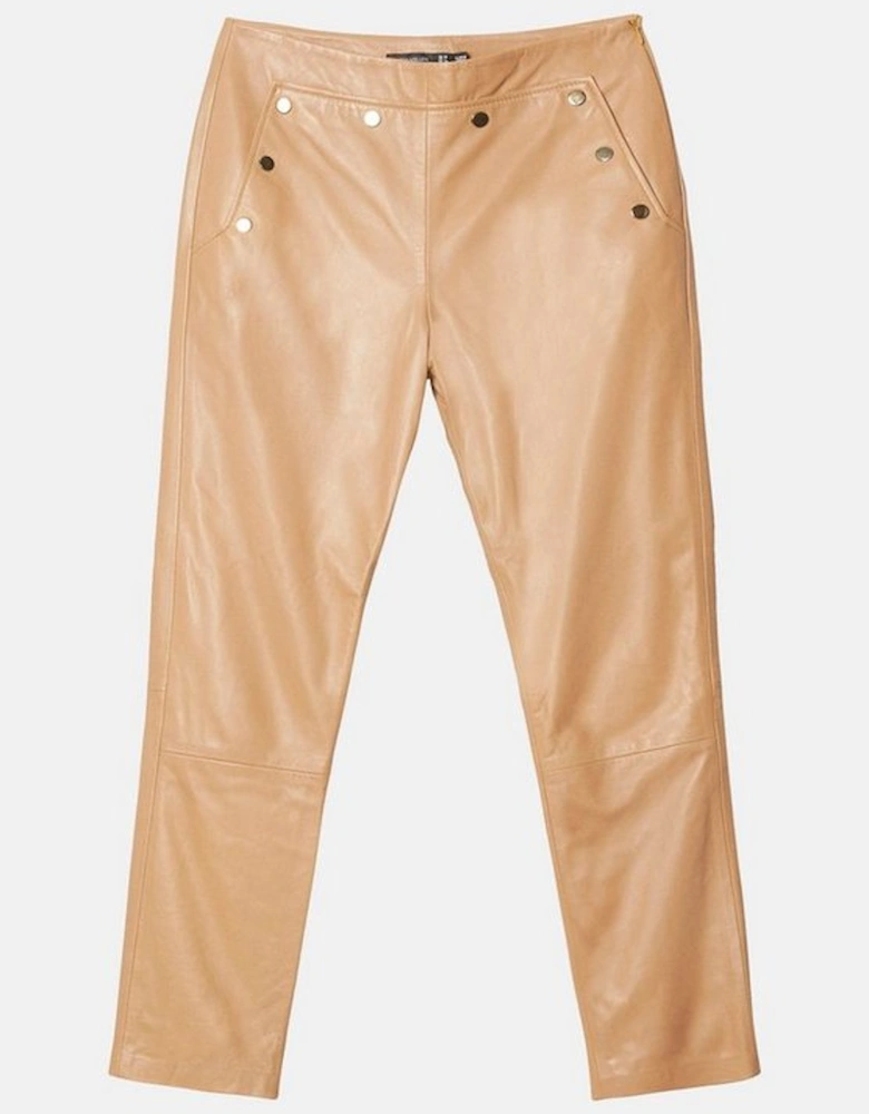 Leather Button Detail Trouser