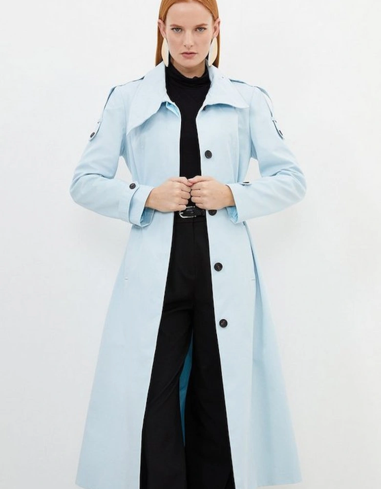 Tailored High Neck Belted Trench Coat
