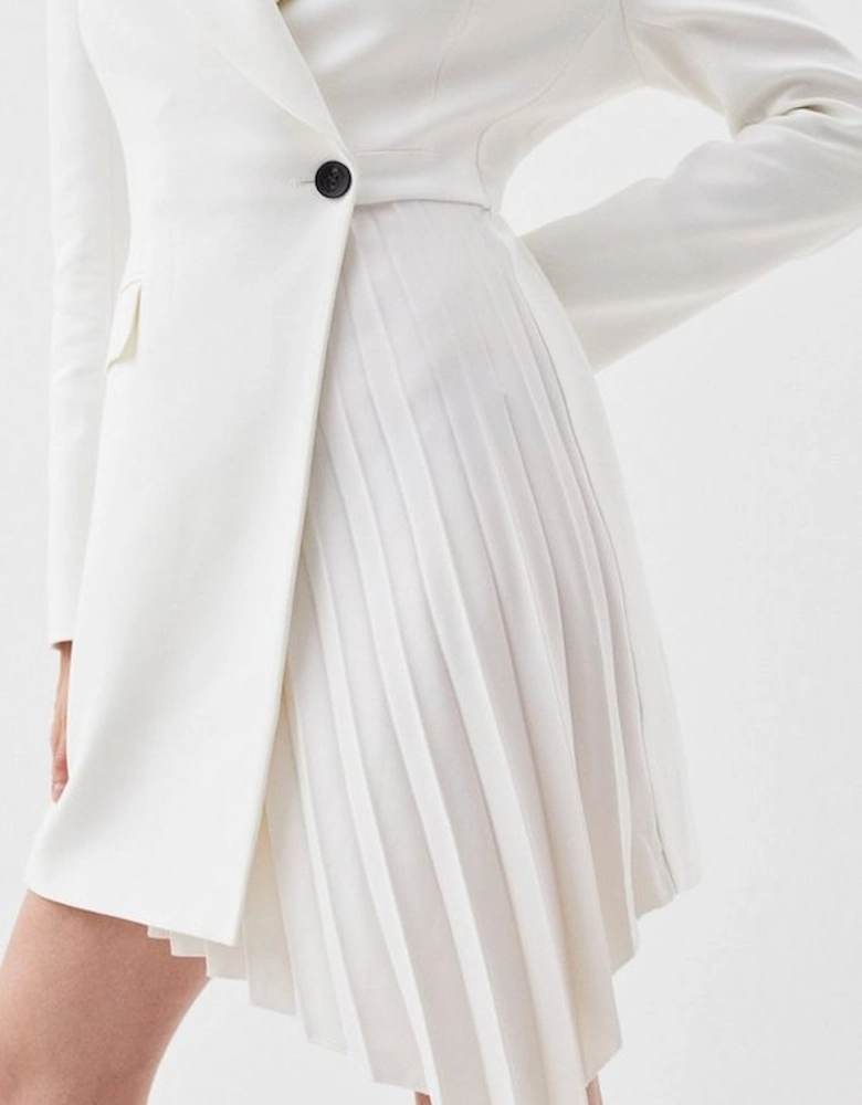 Compact Stretch Soft Tailored Panel Blazer Mini Dress