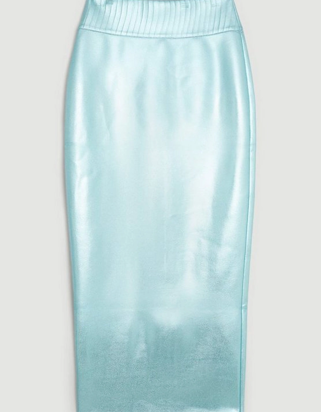 Figure Form Bandage Foiled Knit Midi Skirt