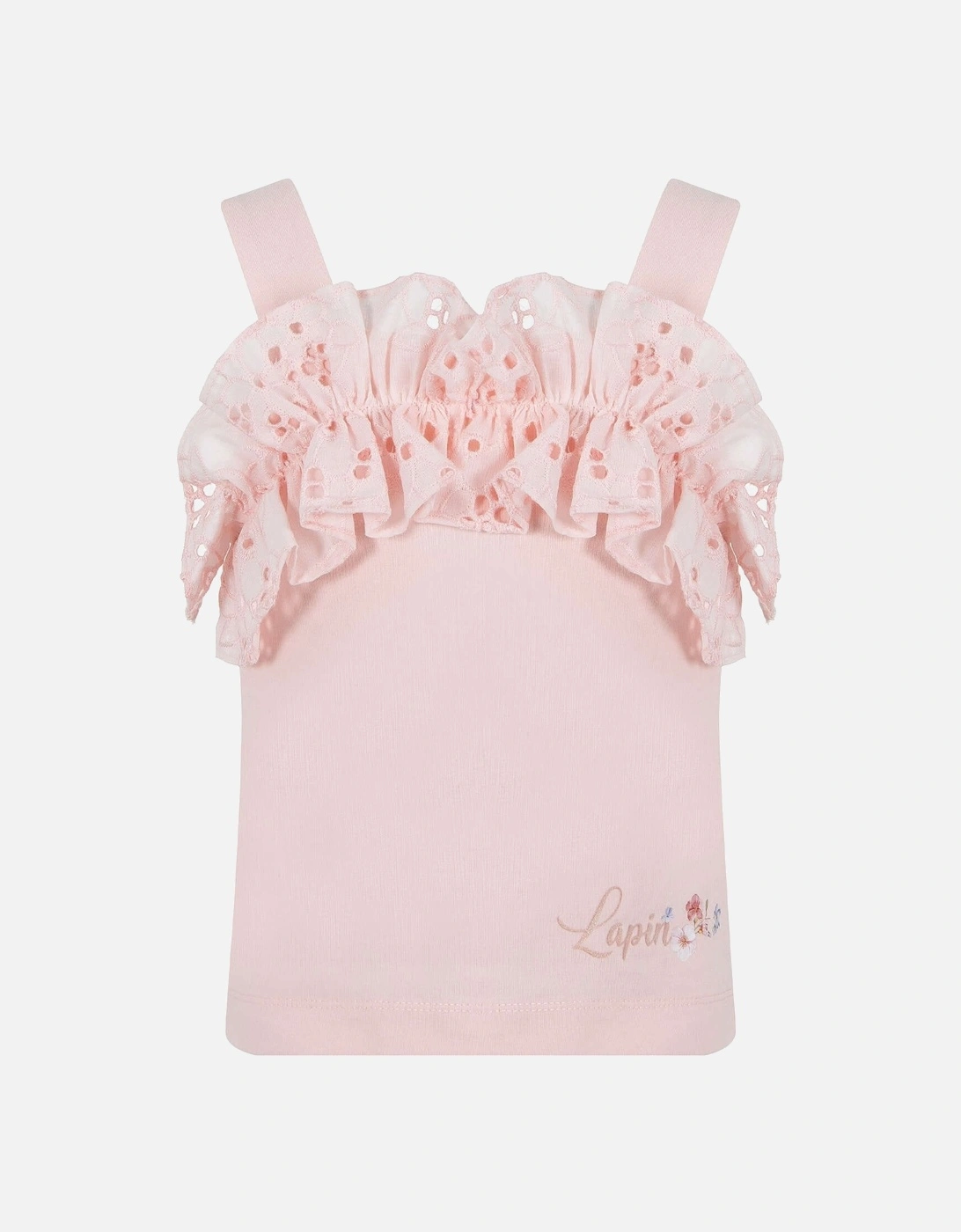 Girls Pink Broderie Anglaise Set