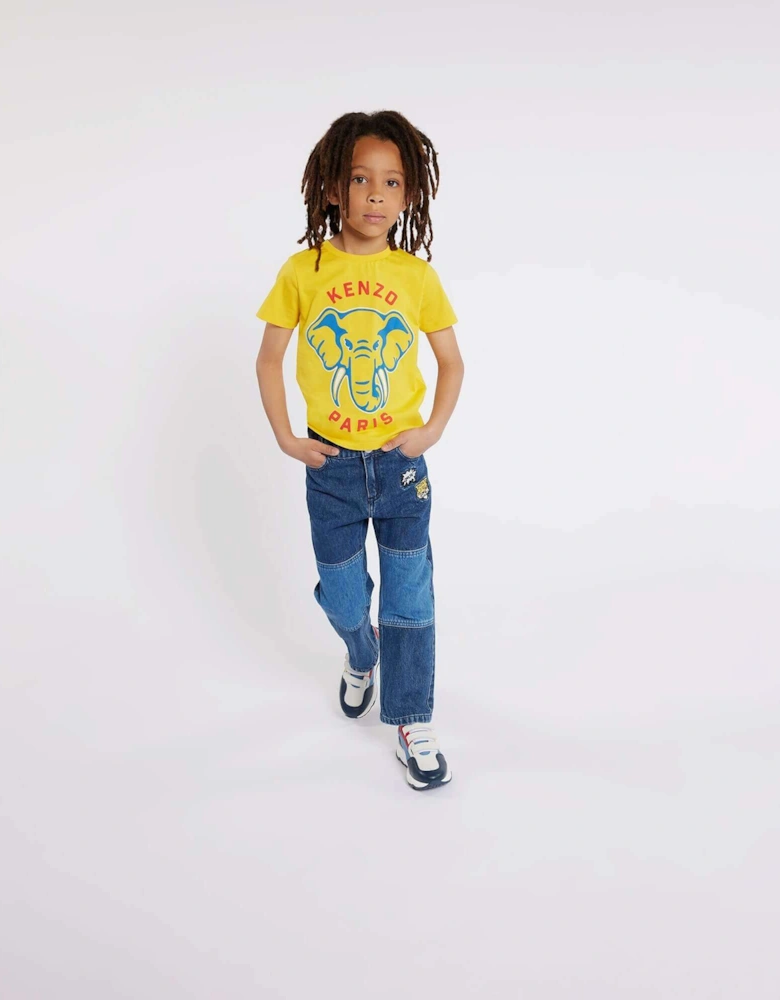 Boys Yellow Elephant Print T-Shirt