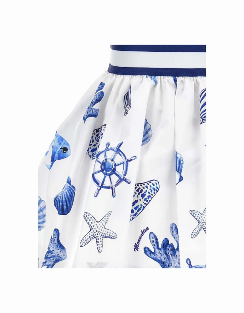Girls White Ocean Skirt