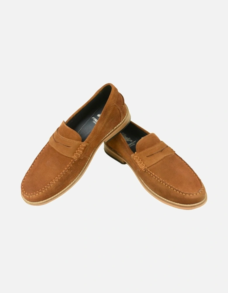 Front Jones Leather Suede Loafer Tan