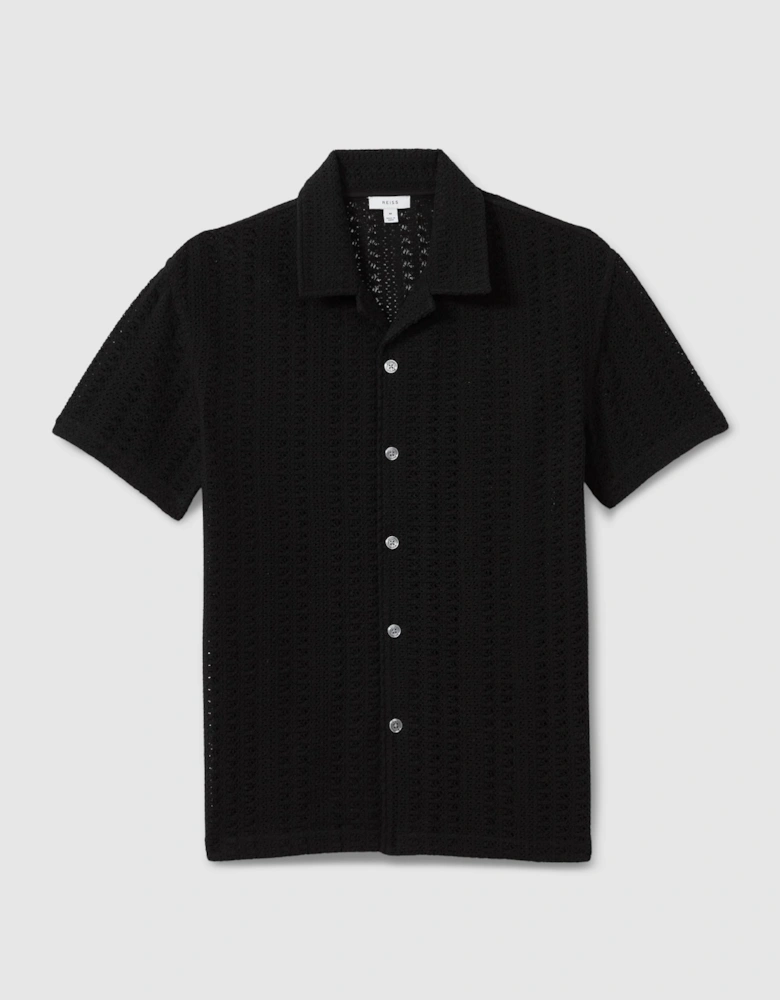 Cotton Crochet Cuban Collar Shirt