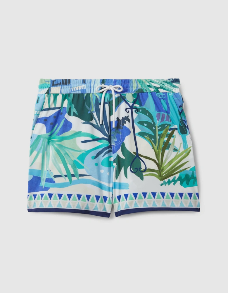 Printed Drawstring Waist Swim Shorts