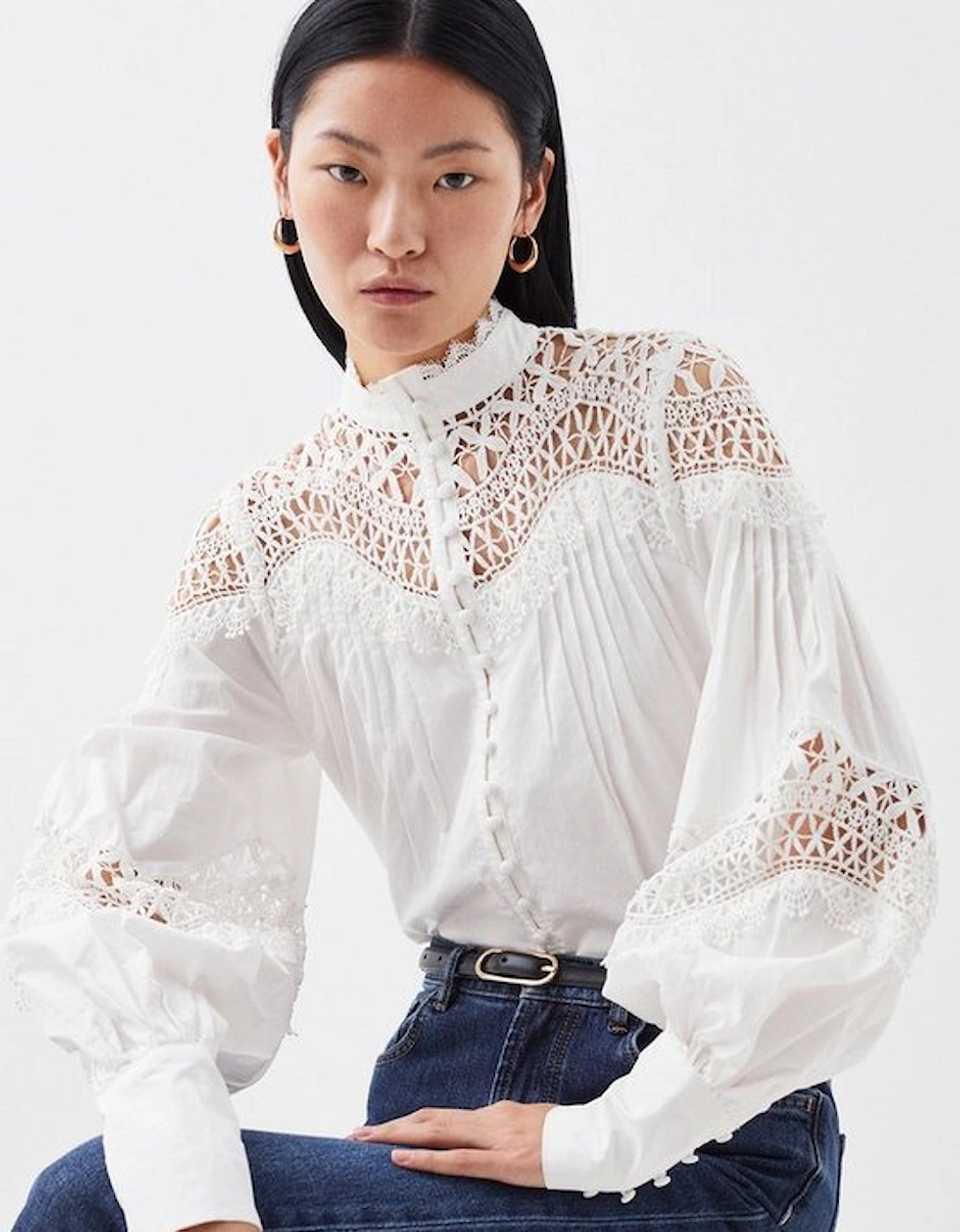 Cotton Poplin Embroidered Woven Blouse, 5 of 4