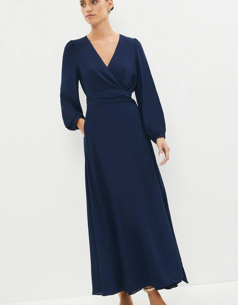 Petite Belted Maxi Wrap Dress