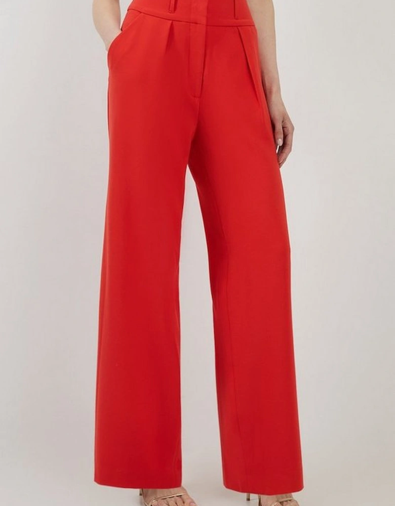 Tailored High Waisted Pleated Wide Leg Trousers