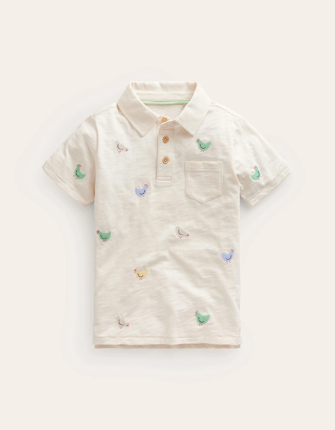 Embroidered Slub Polo Shirt