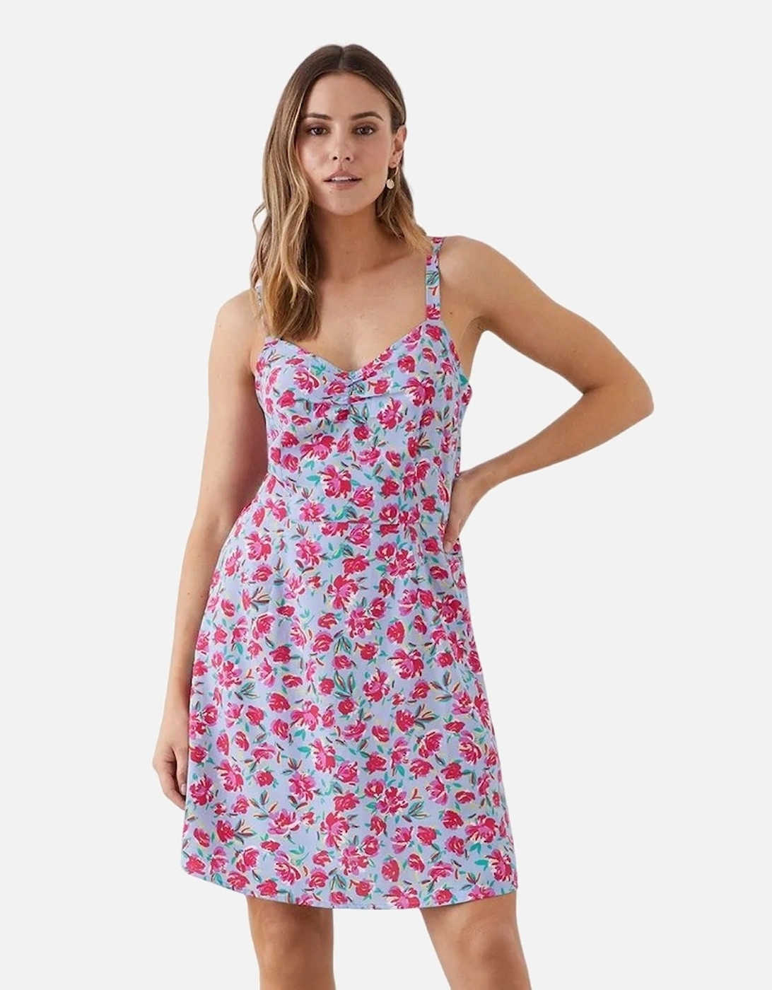 Womens/Ladies Floral V Neck Mini Dress, 4 of 3