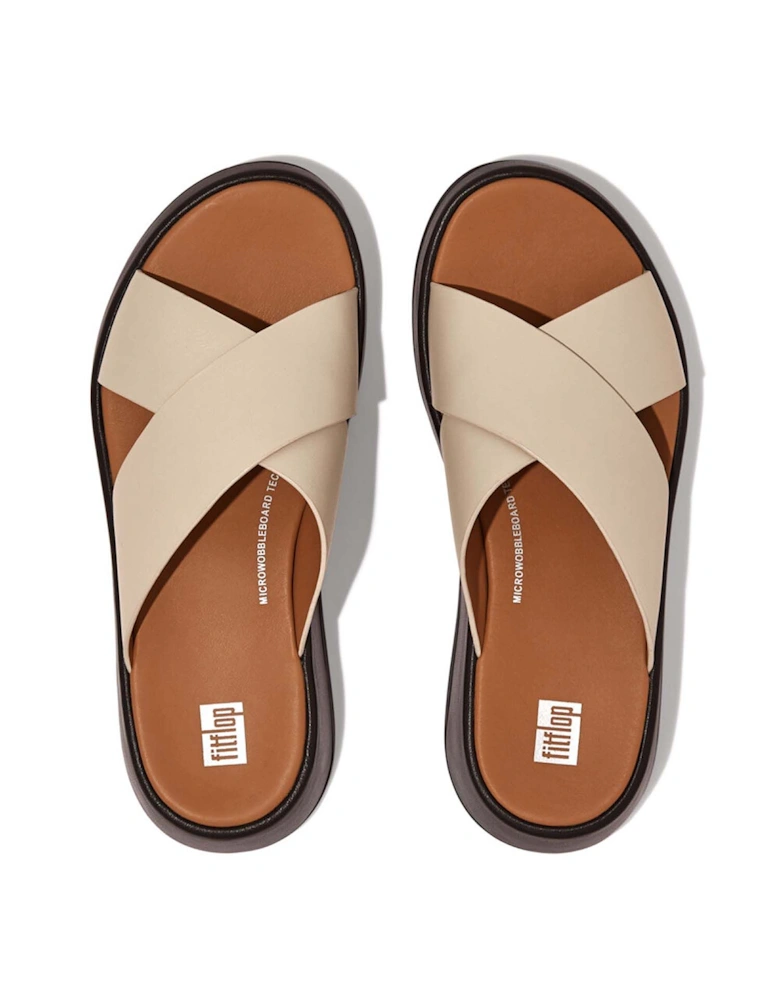 Womens F-Mode Leather Flatform Slide Sandals