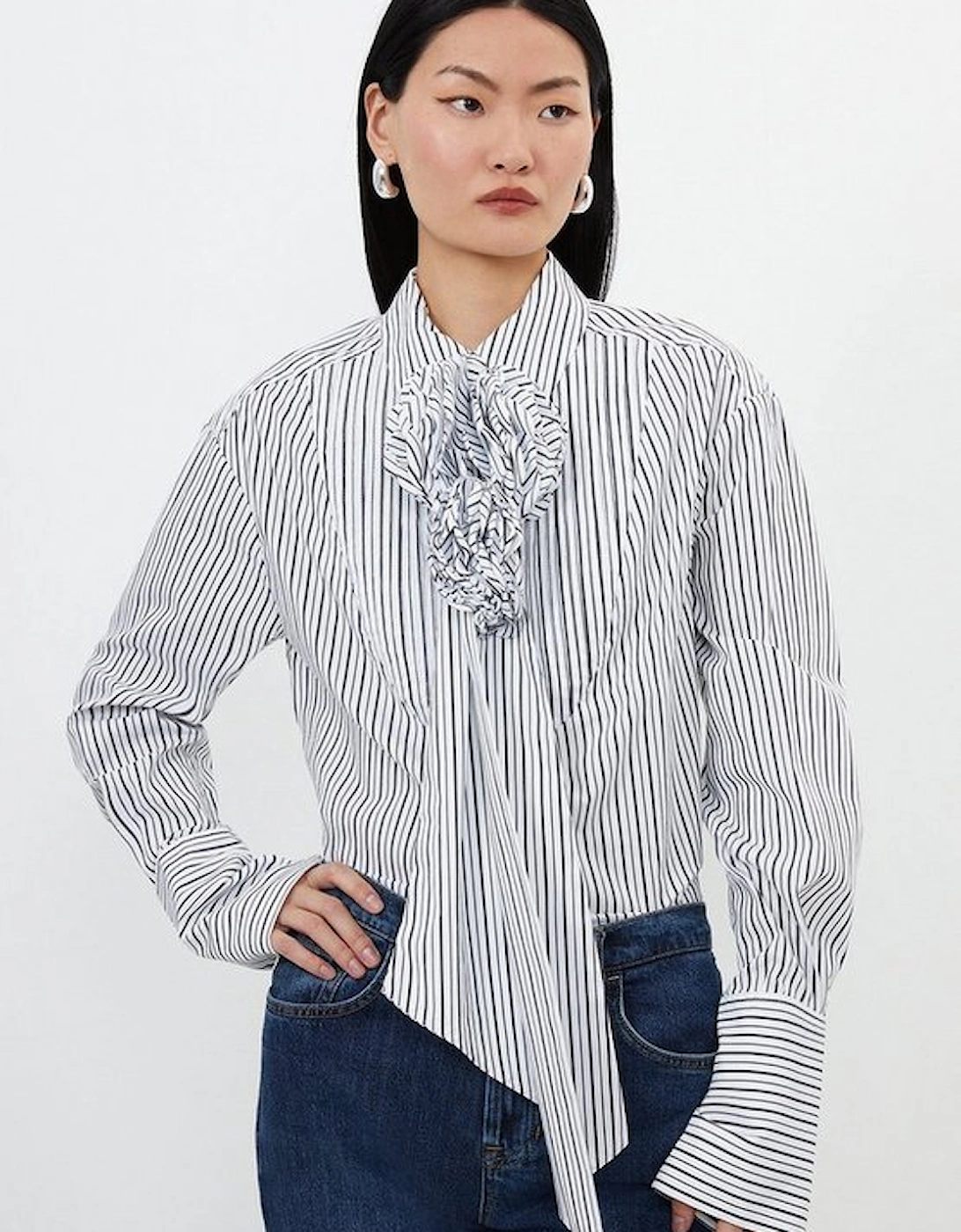 Striped Cotton Woven Shirt With Rosette, 5 of 4