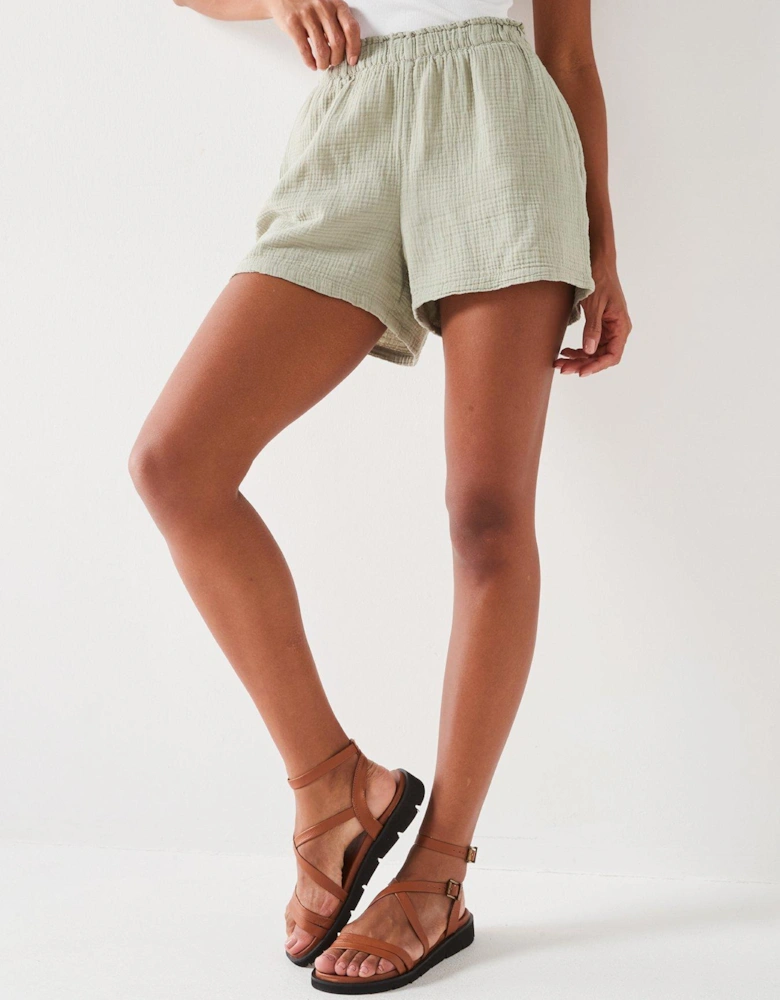 Crinkle Shorts - Khaki