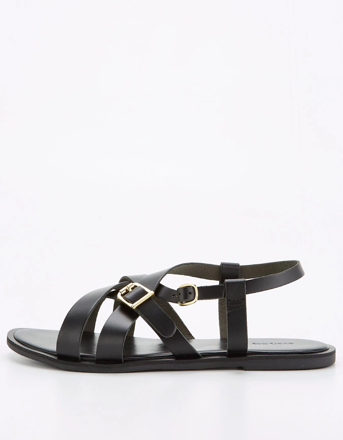 Wide Fit Leather Buckle Strappy Sandal - Black, 2 of 1