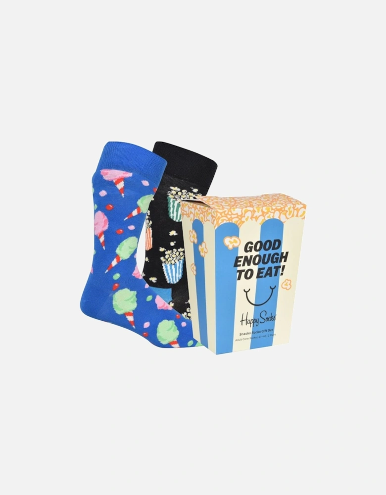 2-Pack Snacks Socks Gift Box, Blue/Black