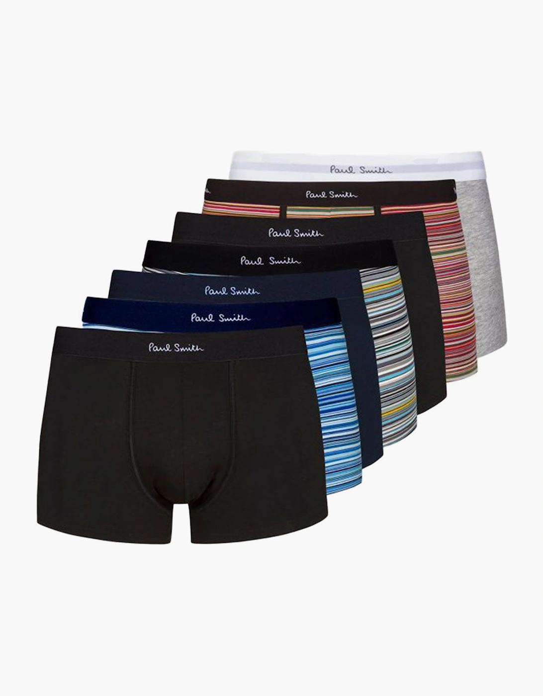 Paul Smith Men's Black 7-Pack Signature Stripe Mixed Boxer Trunks, Multi - : 37/36/32 Extra Large