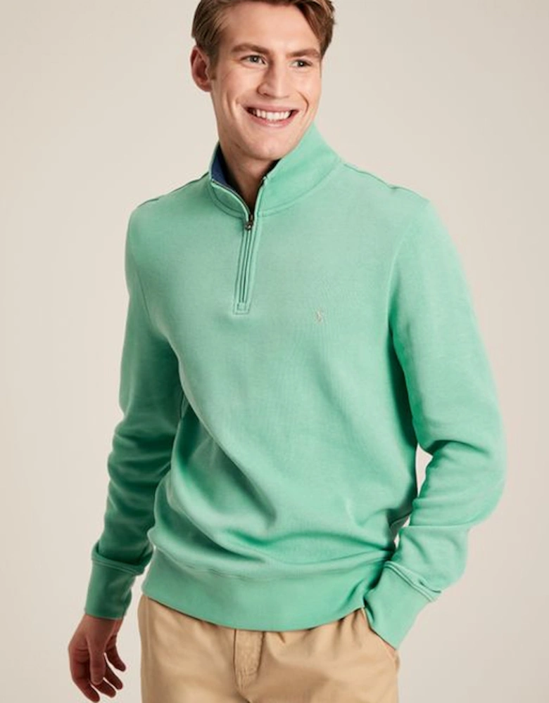 Men's Alistair Quarter Zip Cotton Sweatshirt Green