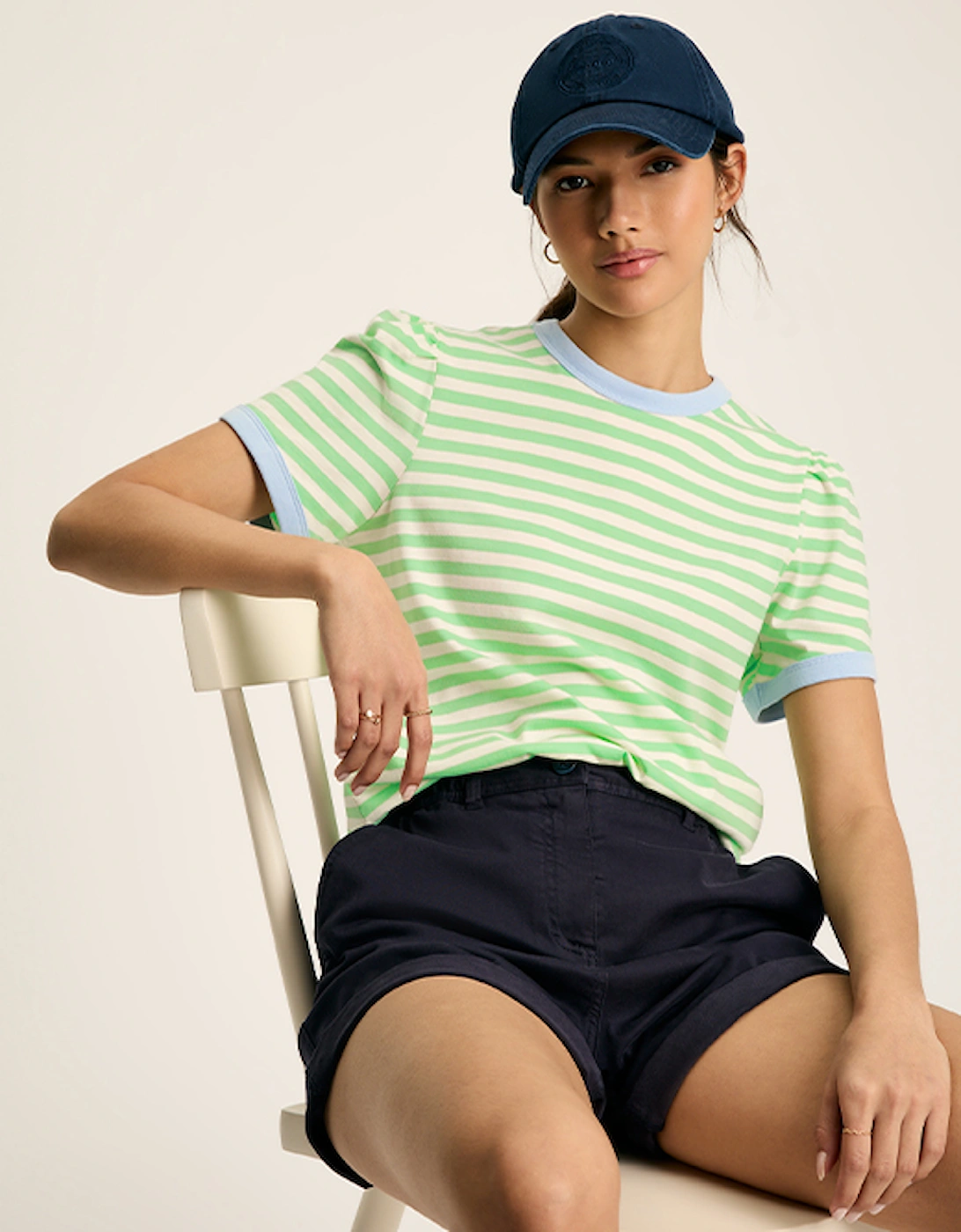 Women's Erin Short Sleeve T-Shirt Green Stripe, 6 of 5