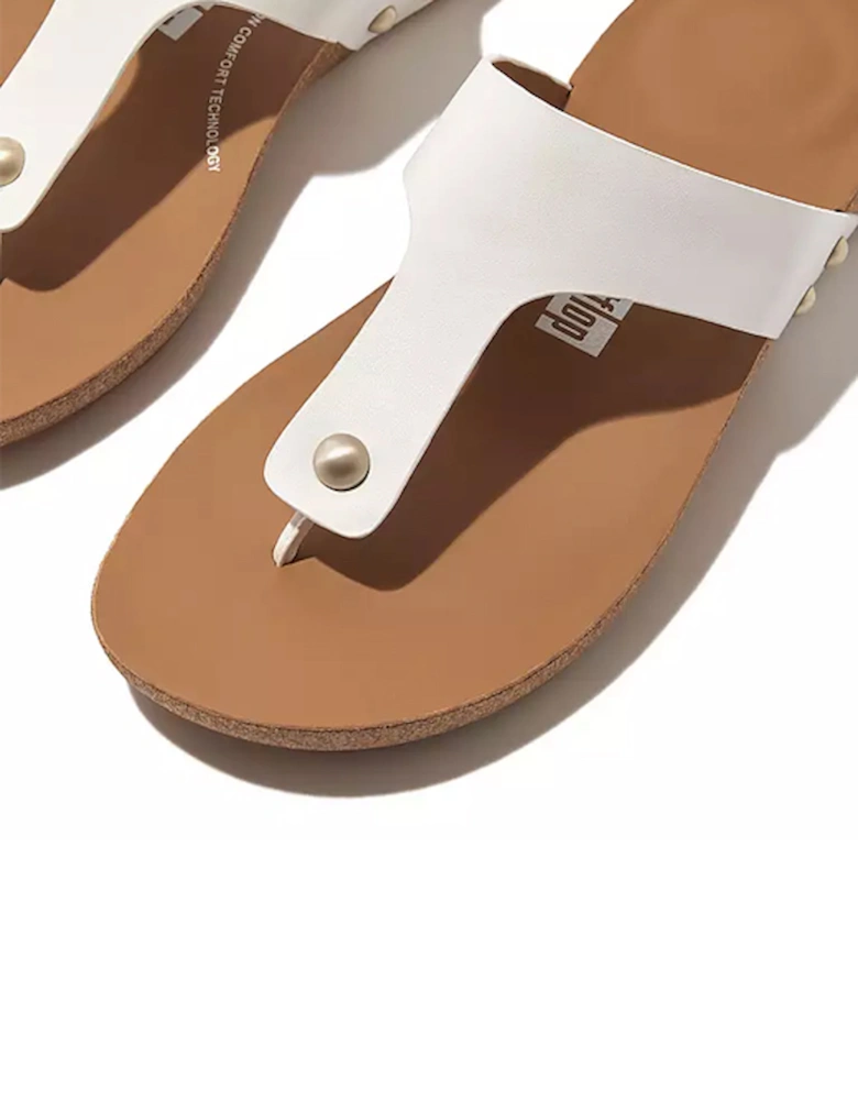 Women's Iqushion Leather Toe Post Sandal Urban White