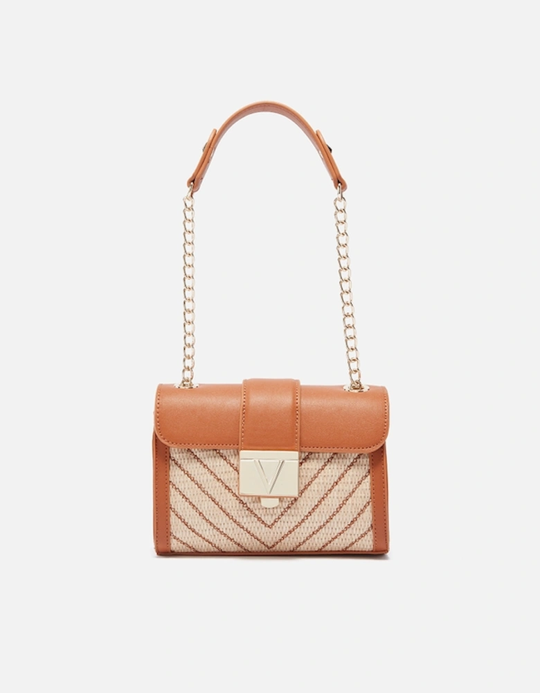 Tribeca Faux Leather and Rattan Flap Bag