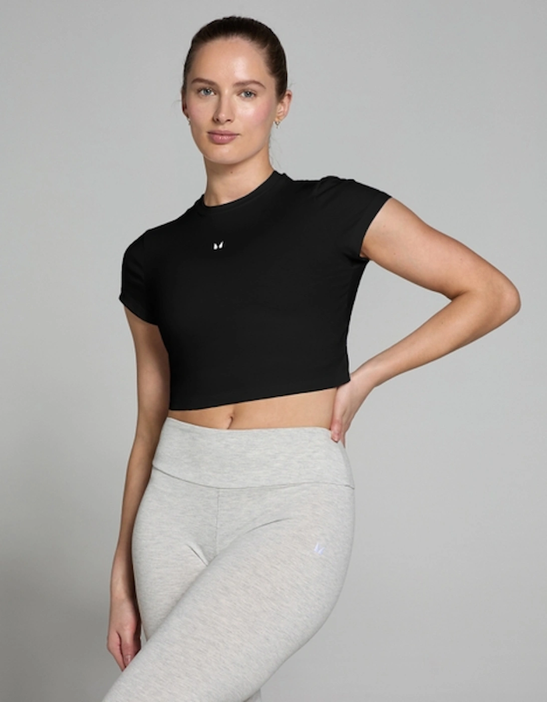 Women's Lifestyle Body Fit Short Sleeve Crop T-Shirt - Black, 2 of 1