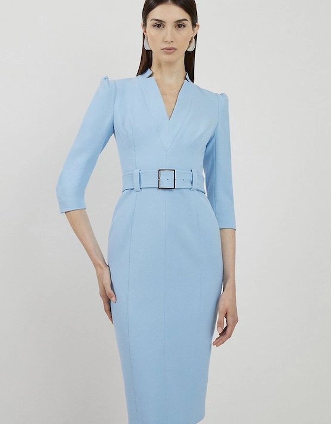 Structured Crepe Forever Midi Pencil Dress, 5 of 4