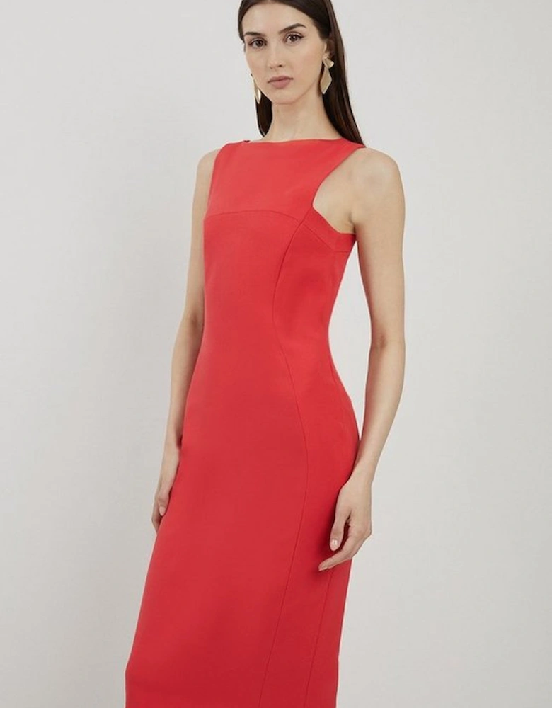Stretch Crepe Panelled Tailored Midi Dress