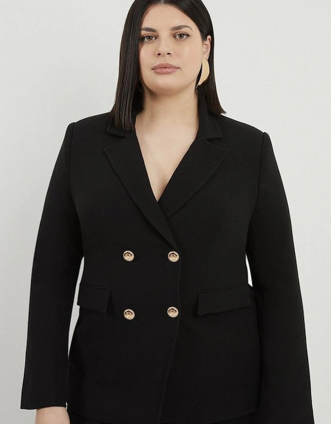 Plus Size Compact Stretch Essential Tailored Doubled Breasted Blazer, 5 of 4