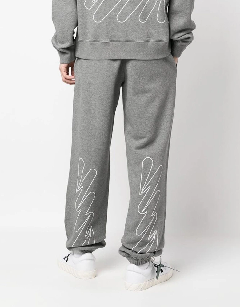 Wave Outline Diagonal Printed Joggers in Grey
