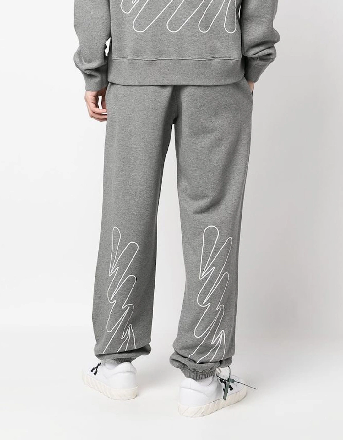 Wave Outline Diagonal Printed Joggers in Grey