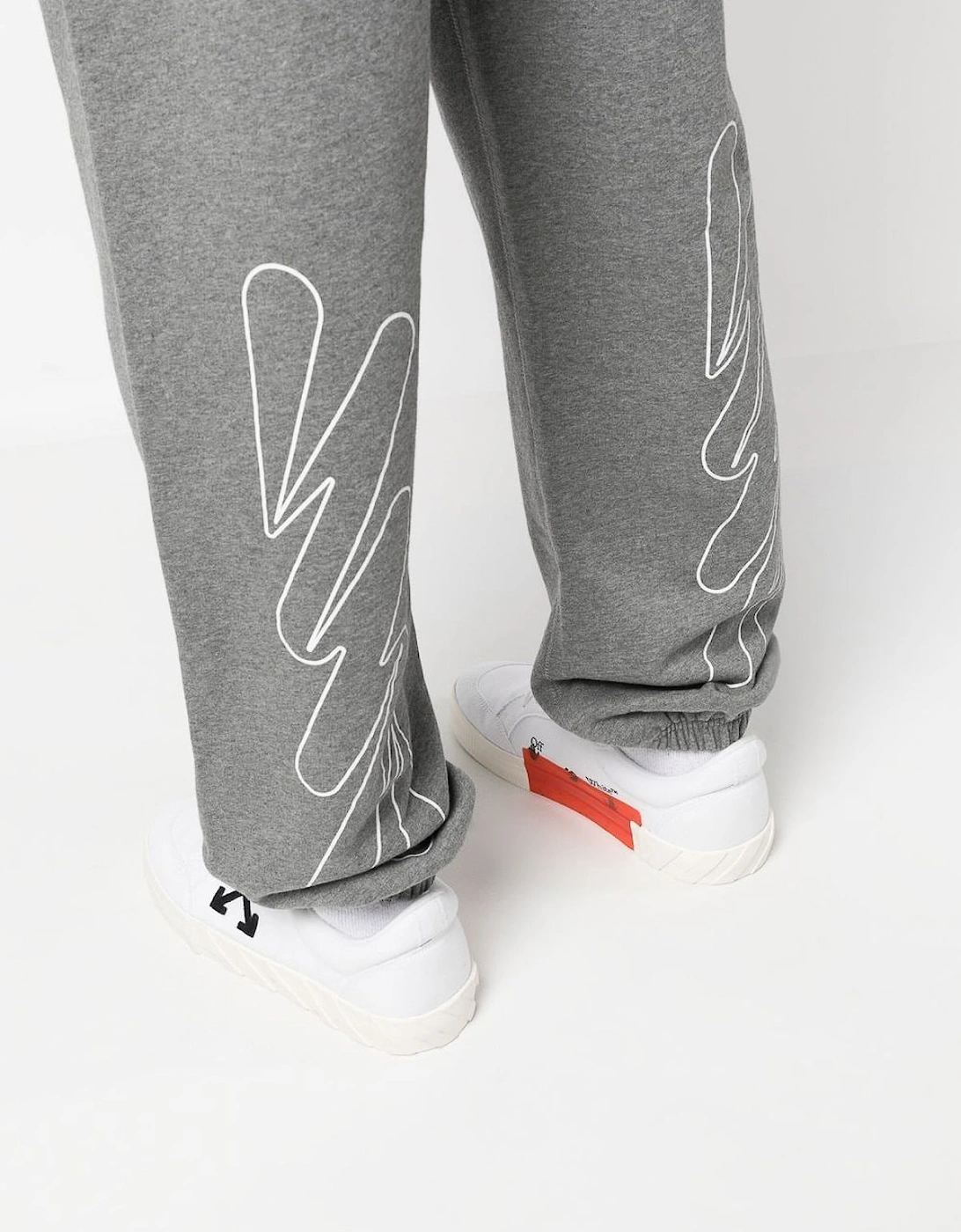 Wave Outline Diagonal Printed Joggers in Grey