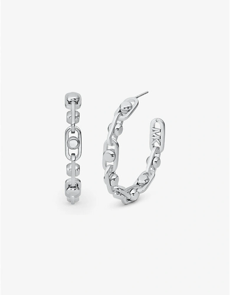 Astor Medium Precious Metal-Plated Brass Link Hoop Earrings