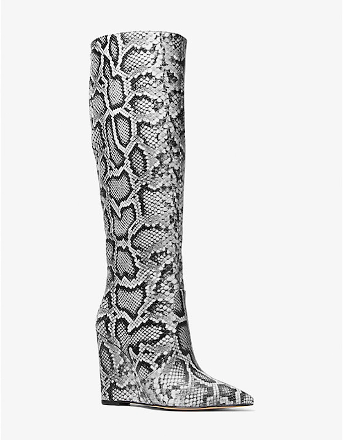 Isra Snake Embossed Leather Wedge Boot, 5 of 4