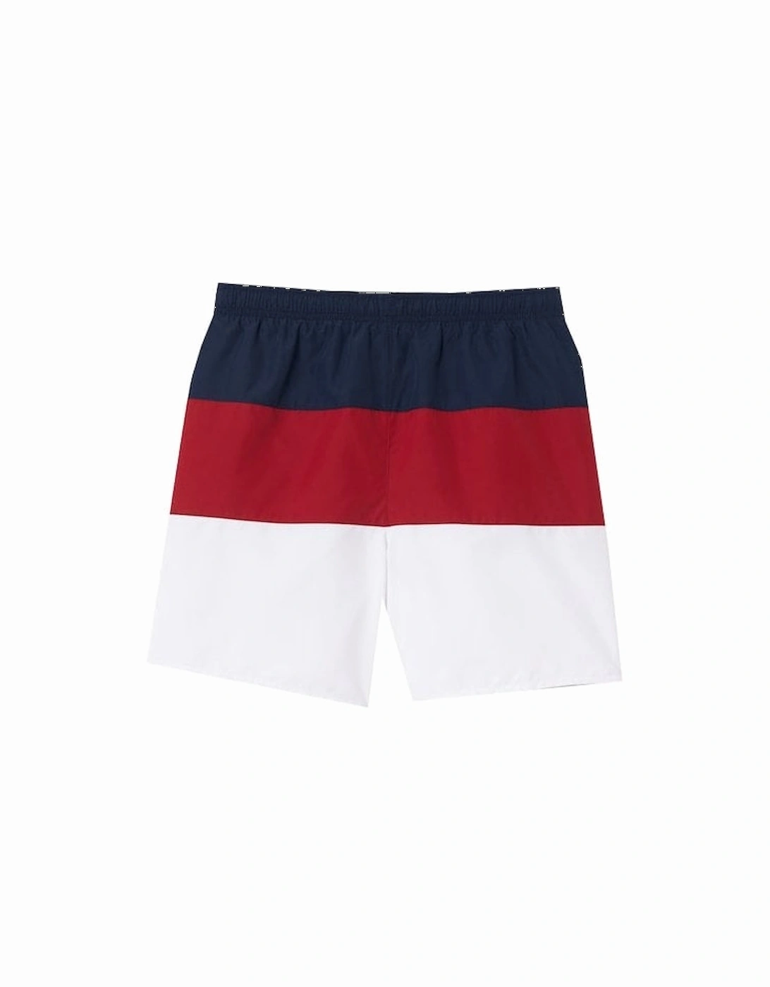 Boy's Navy, White And Bordeaux Colour Block Swim Shorts