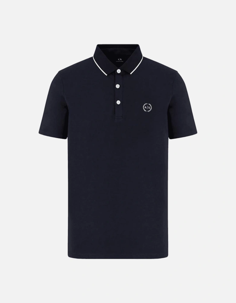 Cotton Ring Logo Navy Polo Shirt